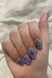 Purple Aura Nails with Golden Chrome Accent Designs